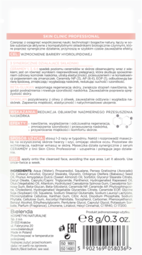Tył opakowania maseczki Bielenda Skin Clinic Professional 8g, z polskimi opisami i listą składników.