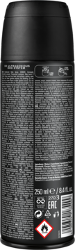 STR8 Red Code męski dezodorant w sprayu, czarne opakowanie, tył z etykietą i symbolem łatwopalności.