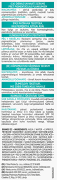 L'Oréal Paris Bright Reveal serum z 10% niacynamidem, tył butelki, widoczne szczegóły składu i opisu.
