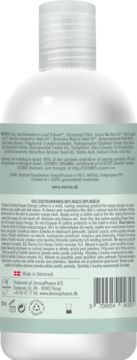 Tył białej butelki Derma Eco Baby 3w1 emulsji pod pieluszkę z zielonym spodem i widocznymi certyfikatami.