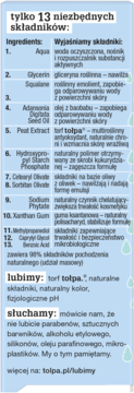 Etykieta serum tołpa, zbliżenie na listę 13 naturalnych składników, bez parabenów i silikonów.