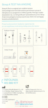 DOMOWE LABORATORIUM ,test Angina, strep A,tył