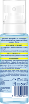 Bielenda Marine Care Hydro-tonik w mgiełce, tył białej butelki z pompką, widoczne instrukcje i składniki.