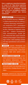Tył opakowania Perfecta Fenomen C, przeciwzmarszczkowego kremu pod oczy, z listą składników: wit. C, kofeina, ceramidy.