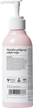 Tył różowej butelki żelu intymnego Yope S.O.S 300 ml z białą pompką, widoczne składniki i logo Vegan.