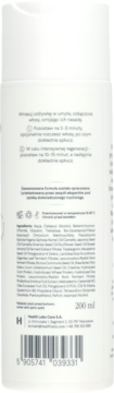 Tylna strona białej butelki odżywki Health Labs Care Balance On z tekstem i kodem kreskowym, 200 ml.