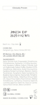 Tył białego opakowania Cosrx The Vitamin C 23 Serum z pełną listą składników i danymi producenta.