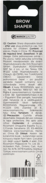 Opakowanie brow shaper (nożyki do brwi) z białym tekstem i logiem, widok z przodu. Zawiera 4 szt.