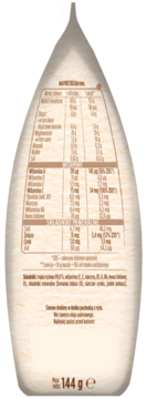 Tył jasnobeżowego opakowania Kleik Nestlé Proste Zboża dla dzieci. Widać tabele odżywcze, bez cukru i glutenu.