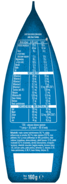 Tył opakowania kaszki Gerber jabłko-banan-truskawka z mleczną kaszką ryżowo-owsianą, widoczne wartości odżywcze i skład.