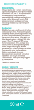 Etykieta kremu Kolastyna SPF 50+, tył z opisem właściwości, sposobem użycia i składem INCI.