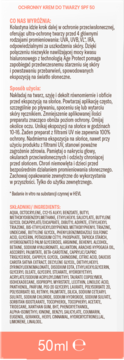 Tył opakowania kremu Kolastyna SPF 50, 50ml. Biała etykieta z opisem, sposobem uŽžcia i listą składników.