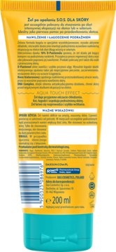 Żółty żel po opalaniu Dax After Sun 200ml, tył opakowania z polskim tekstem o nawilżaniu i D-Pantenolu.