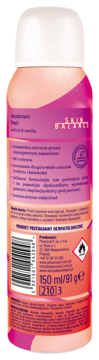Tył różowo-pomarańczowego dezodorantu Venus Skin Balance 48h Cherry Vanilla, widoczne etykiety.