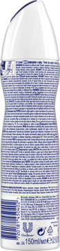 Tył białego antyperspirantu Rexona Advanced Protection Aloe Vera w sprayu, z czytelną listą składników i kodem kreskowym.
