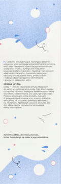 Białe opakowanie emulsji do kąpieli Dermz Healpsorin Baby, z niebieskim wzorem i polskim opisem produktu i użycia.