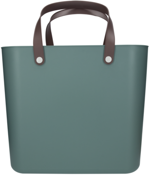 Rotho Albula Multi Bag w kolorze turkusowym, prostokątna torba wielofunkcyjna z brązowymi uchwytami, widok z przodu.