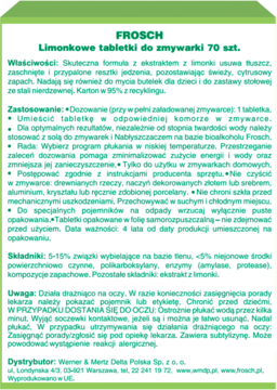 FROSCH Classic ,tabletki do zmywarki, Limonka,tył