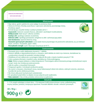 Frosch Tabletki Limonkowe, tył zielonego opakowania z listą składników i informacjami o produkcie.