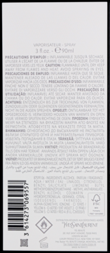 Tył opakowania perfum YSL Libre Intense 90ml, czarny z białym tekstem, barcode, skład i symbole bezpieczeństwa.