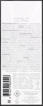 Tył białego opakowania perfum YSL Libre Intense 90ml, z kodem kreskowym, ikonami i składnikami.