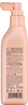 Tył pomarańczowej butelki Neboa by Curly Madeleine w sprayu do włosów kręconych, widoczna etykieta ze składem i kodem kreskowym.
