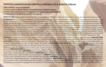 Krem Skin1004 Centella Probio-CICA Enrich, tył opakowania z instrukcjami i pełnym składem produktu.