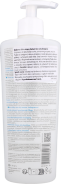 Bioderma Atoderm Ultra-Nawilżający Balsam do Ciała, tył opakowania z widocznym składem i opisem.