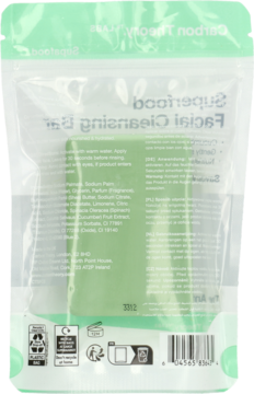 CARBON THEORY LABS Supafood ,mydło w kostce do twarzy, z ekstraktem z ogórka, jarmużu i szpinaku,tył