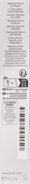 Boczna ścianka białego opakowania tuszu do rzęs Lancôme Hypnôse. Widoczne symbole recyklingu i objętość 6.2 ml.
