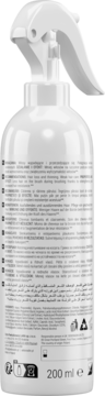 Tył białej butelki odżywki Seboradin Forte w sprayu, do włosów wypadających, z opisami i 200 ml.