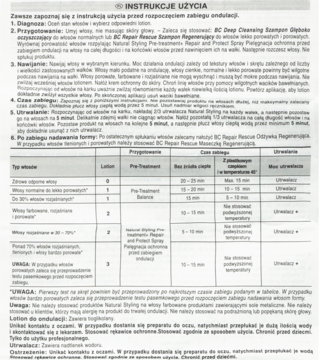 Instrukcja użycia płynu do trwałej ondulacji Glamour Wave nr 2. Pełna strona z opisem zabiegu i tabelą czasów.