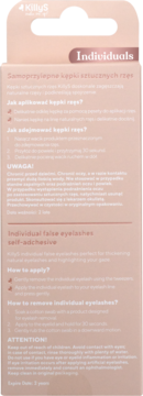 Tył beżowo-różowego opakowania samoprzylepnych rzęs KillyS z instrukcjami po polsku i angielsku.