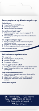 Tył opakowania samoprzylepnych kępek rzęs KillyS Make Me Up! Love Lashes, instrukcja użycia, cechy produktu.