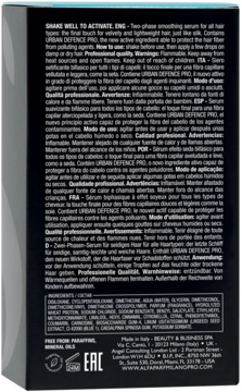 Tył ciemnej butelki serum Alfaparf Semi di Lino Cristalli Di Seta, widoczne szczegółowe instrukcje i składniki.