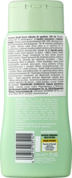 Tył zielonego mleczka Sunozon Bondi Beach SPF30 z masłem murumuru i mango, widoczne etykieta i kod kreskowy.