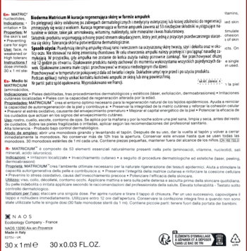 BIODERMA Matricium ,kuracja do twarzy, regenerująca,tył