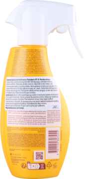 Bioderma Photoderm Spray Invisible SPF 30, żółta butelka, tył z białą etykietą, kodem i symbolami.