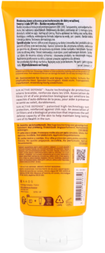 Tył żółtego balsamu przeciwsłonecznego Bioderma Photoderm Lait Ultra SPF50+ dla skóry wrażliwej, z etykietą.