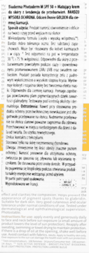 Fragment etykiety kremu Bioderma Photoderm M SPF 50+ Golden do skóry z przebarwieniami, z tekstem.