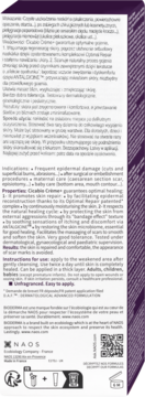 Tył opakowania naprawczego kremu Bioderma Cicabio Crème, z polskimi i angielskimi instrukcjami.