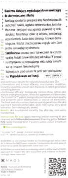 Bioderma Sébium Mat Control, matujący krem nawilżający. Tył opakowania z polskim i angielskim opisem produktu.