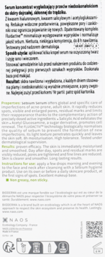 BIODERMA Sébium ,serum do twarzy, wygładzające, przeciw niedoskonałościom,tył