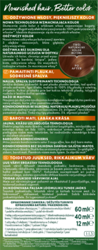 Bok opakowania Garnier Color Naturals, farba do włosów złocisty brąz, z opisem PL/LT/LV/ET i efektem przed/po.