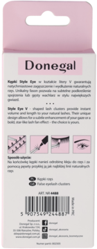 Tył różowego opakowania Donegal Eye Style, z opisem V-kształtnych kępek rzęs i instrukcjami.