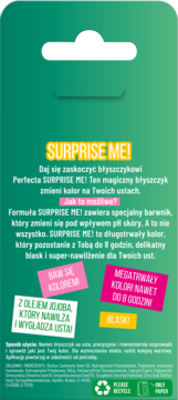 PERFECTA Surprise Me! ,błyszczyk do ust, magicznie zmieniający kolor, z zielonego na różowy,tył