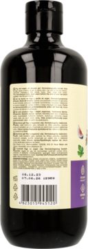 Tył butelki żelu Green Pharmacy z figą i olejem arganowym, jasna etykieta z opisem i kodem kreskowym.
