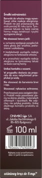 Buteleczka tonera OnlyBio Hair in Balance, wiśniowy brąz, widok z boku 100 ml, z tekstem i kodem.