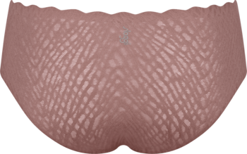 Damskie majtki Sloggi Zero Feel Bliss, pudroworóżowe, wykonane z bezszwowej, ażurowej koronki, widok z przodu.