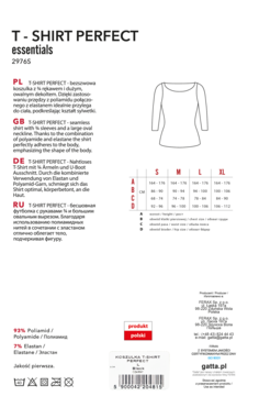 Ilustracja: biały, bezszwowy T-shirt Perfect Essentials z rękawem 3/4 i owalnym dekoltem, widok z tyłu.